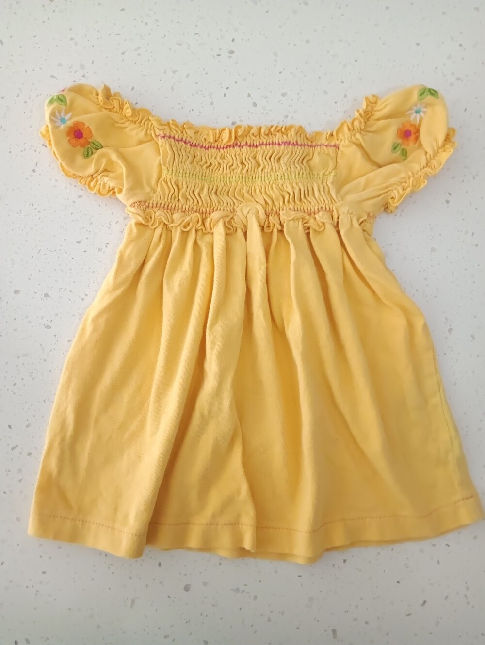 Vintage Girls' Yellow Floral Smocked Blouse Size 3T